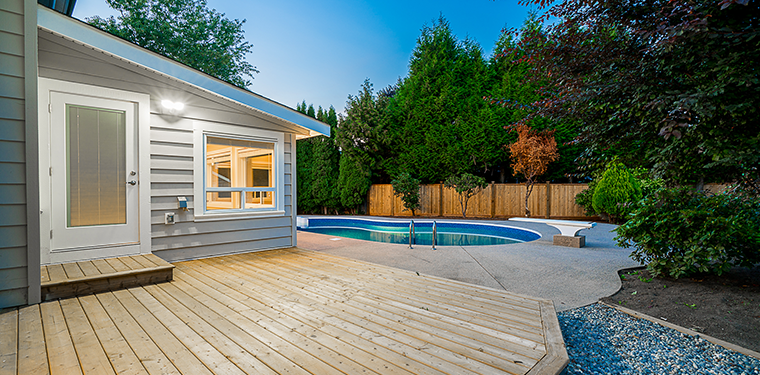 Custom deck construction as part of exterior renovation in North Vancouver