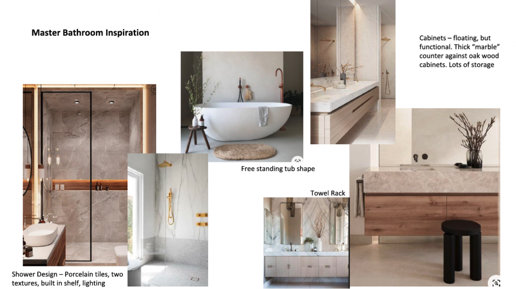 Vision board for home renovation planning for a bathroom