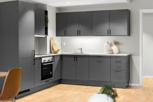 Grey color kitchen renovation in North Vancouver